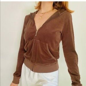 Juicy Couture Brown Terry Cloth Zip Up
